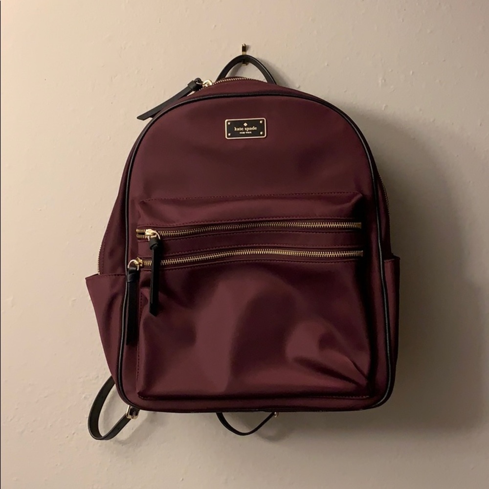 Kate Spade Large Nylon Canvas Backpack in Burgundy
